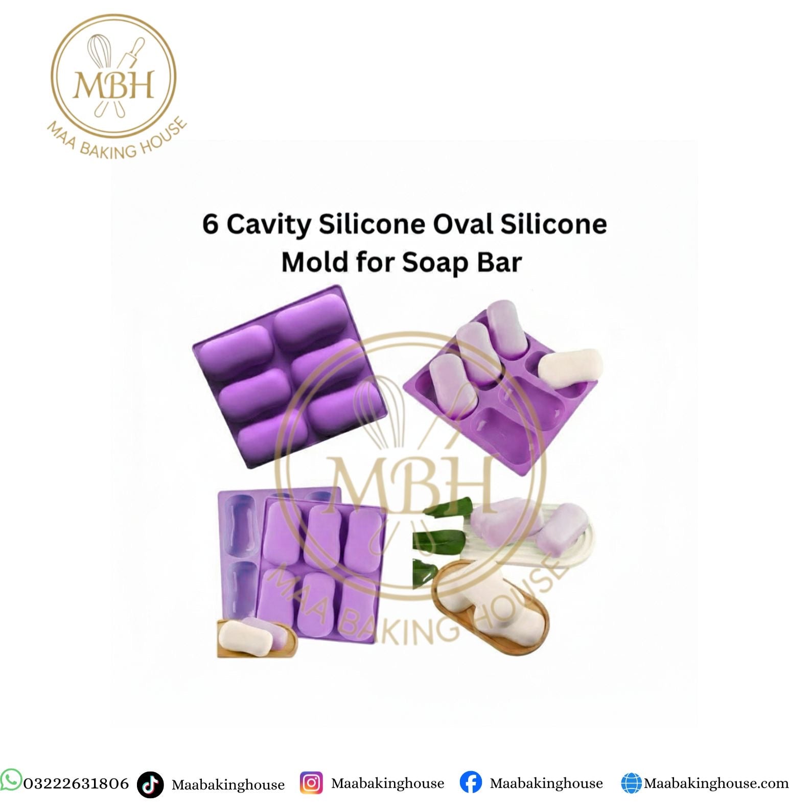 6 Cavity Silicone Oval Silicone Mold for Soap Bar