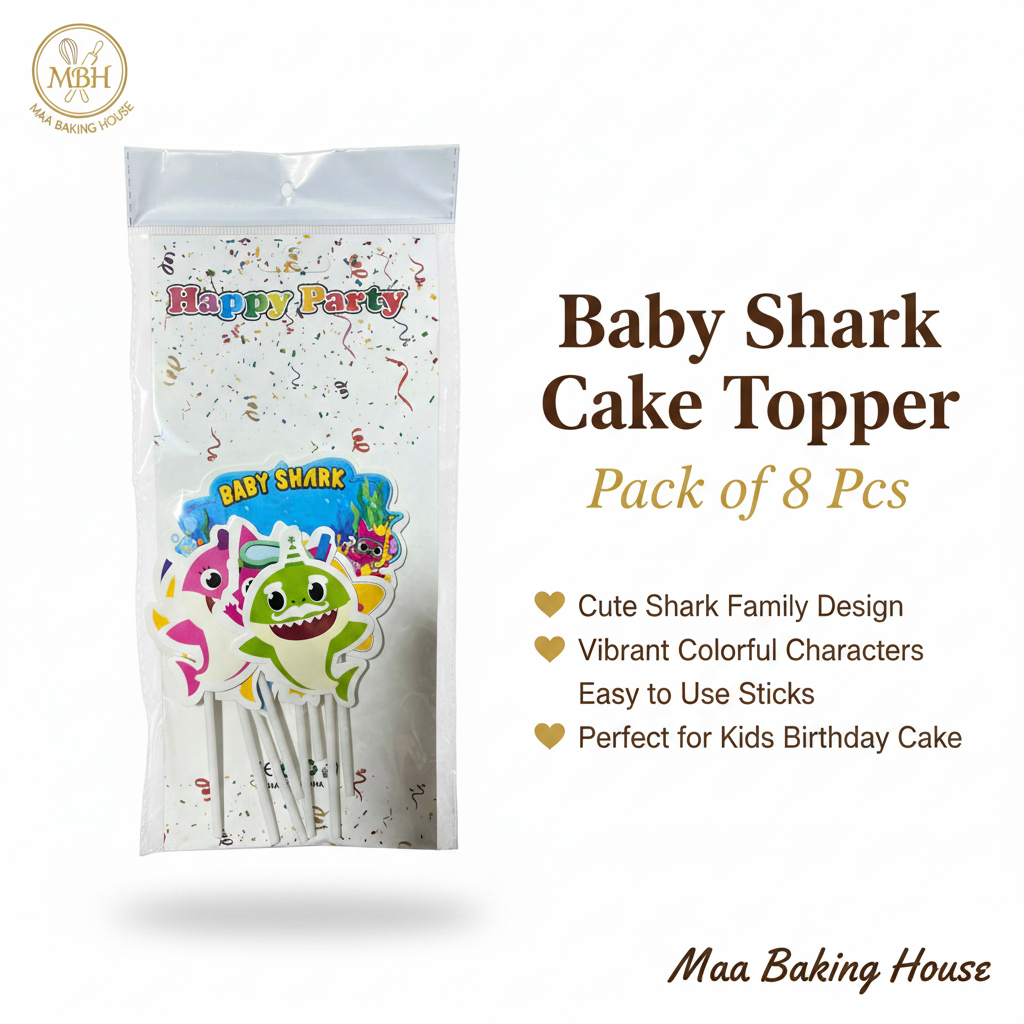 Baby Shark Cake Topper - Pack of 8 Pcs