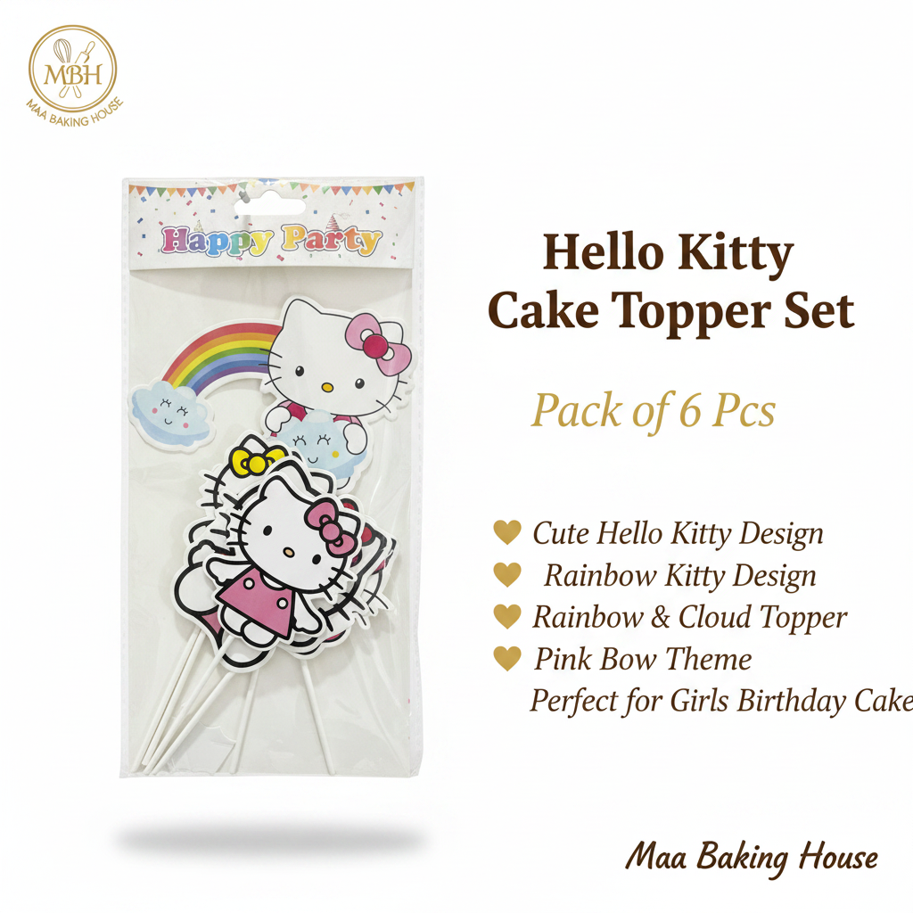 Hello Kitty Cake Topper Set - Pack of 6 Pcs