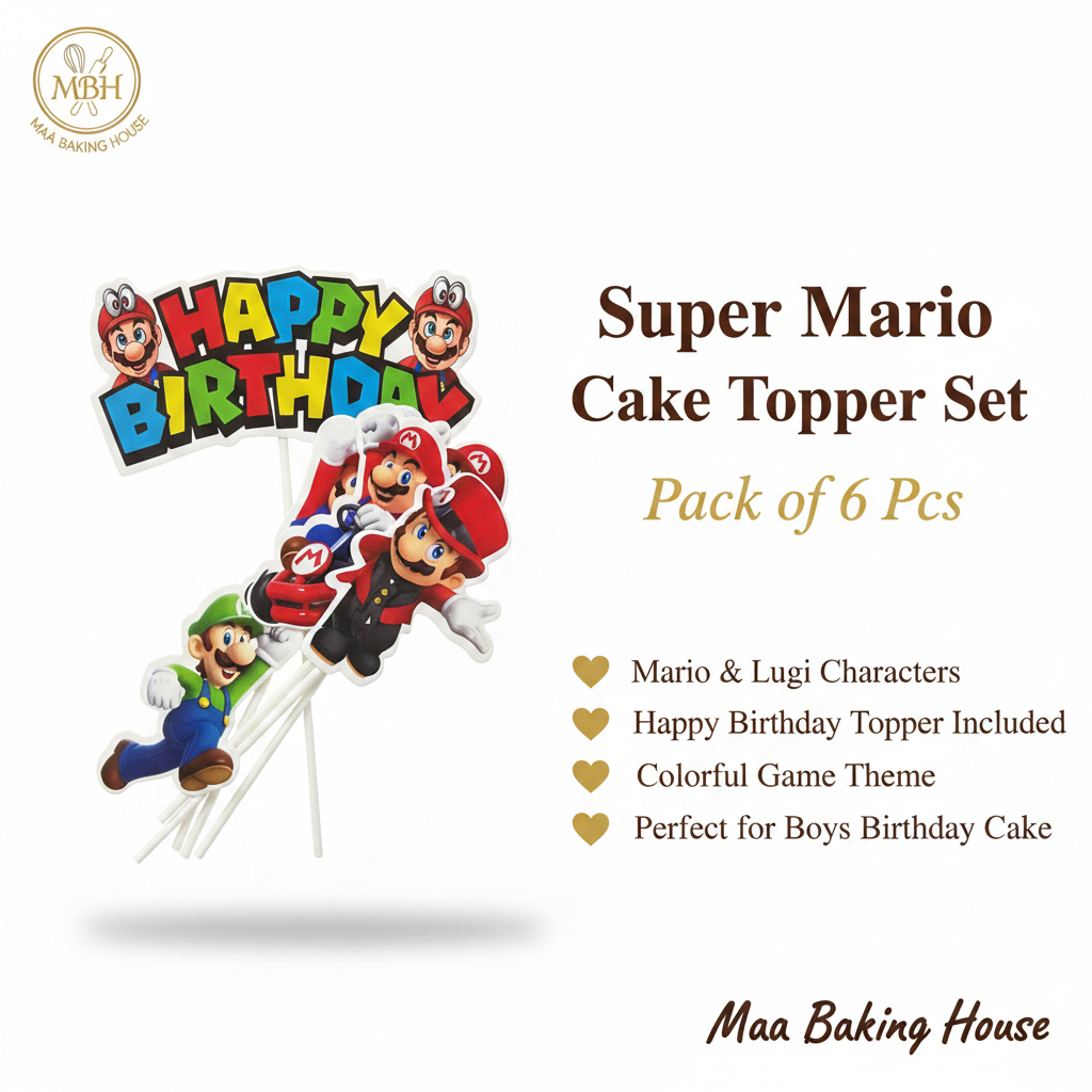Super Mario Cake Topper Set – Pack of 6 Pcs
