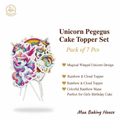 Unicorn Pegasus Cake Topper Set – Pack of 7 Pcs