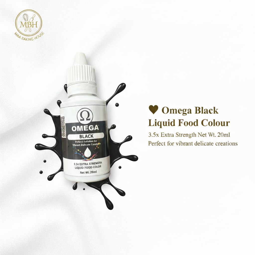 Omega Black Liquid Food Colour – 20ml
