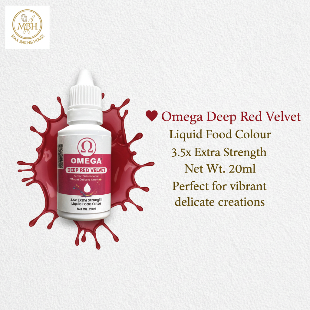 Omega Deep Red Velvet Liquid Food Colour – 20ml