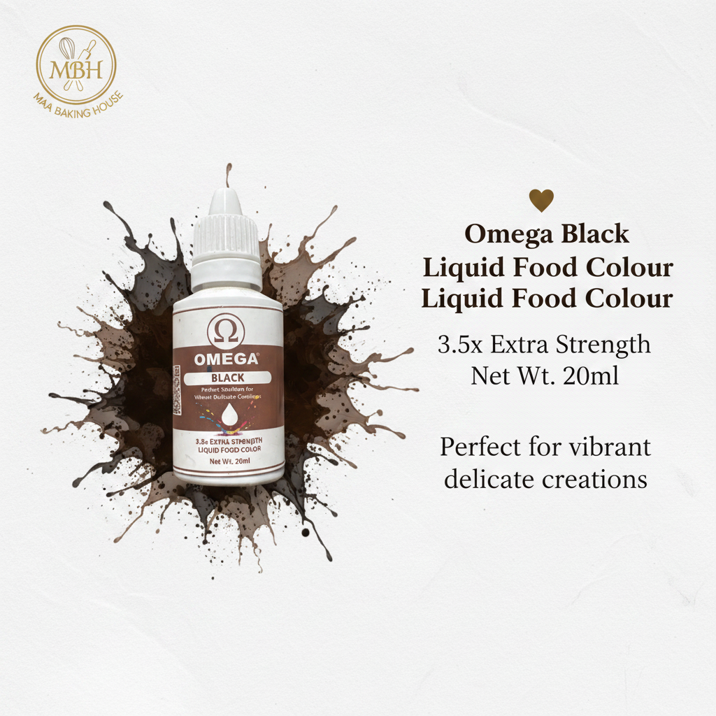 Omega Black Liquid Food Colour – 20ml (Classic)