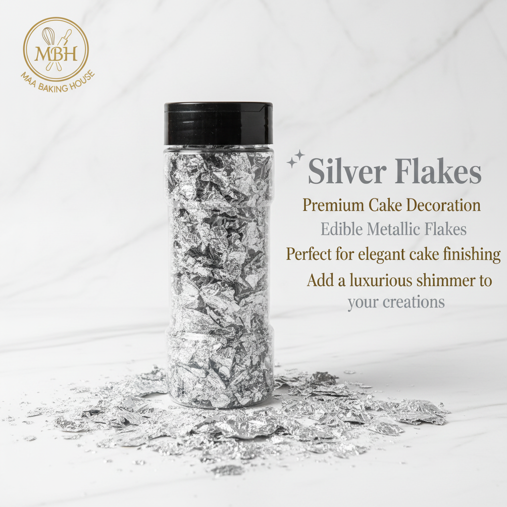 Silver Flakes – Premium Edible Cake Decoration
