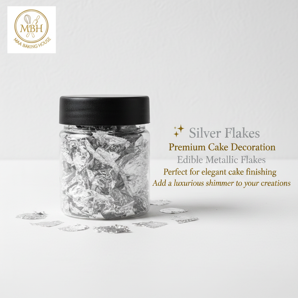 Silver Flakes – Edible Cake Decoration (Small Jar)