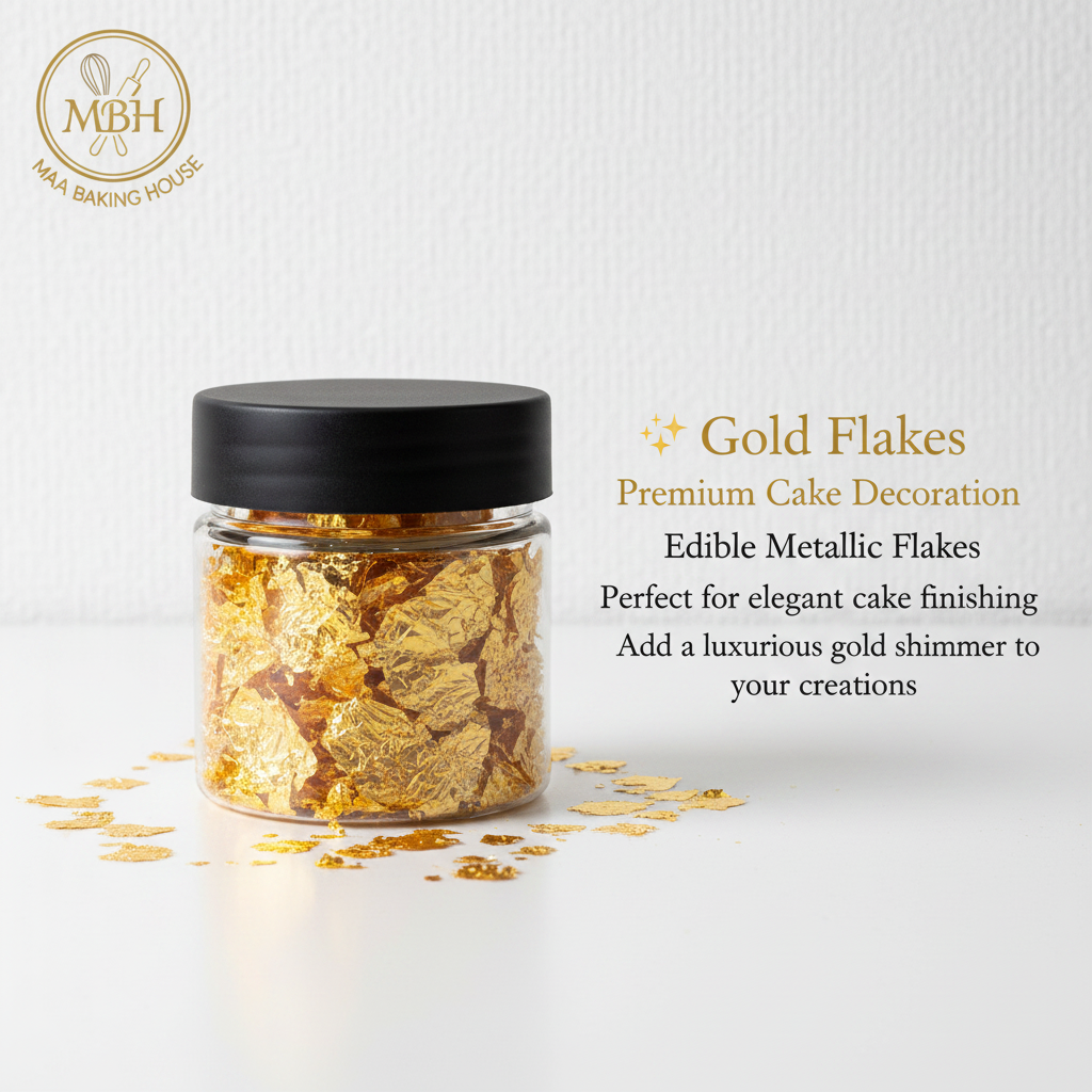 Gold Flakes – Edible Cake Decoration (Small Jar)