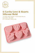 6 Cavity Love & Hearts Silicone Mold