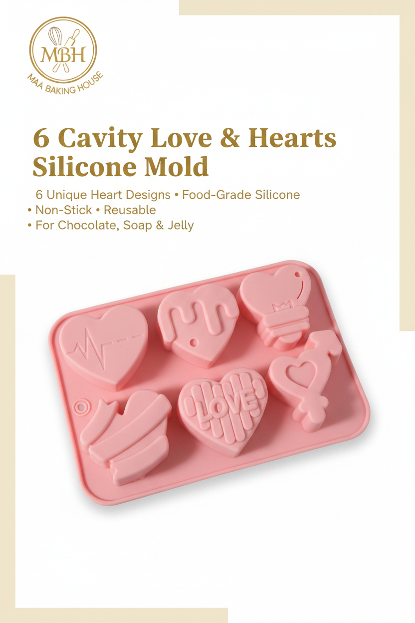 6 Cavity Love & Hearts Silicone Mold