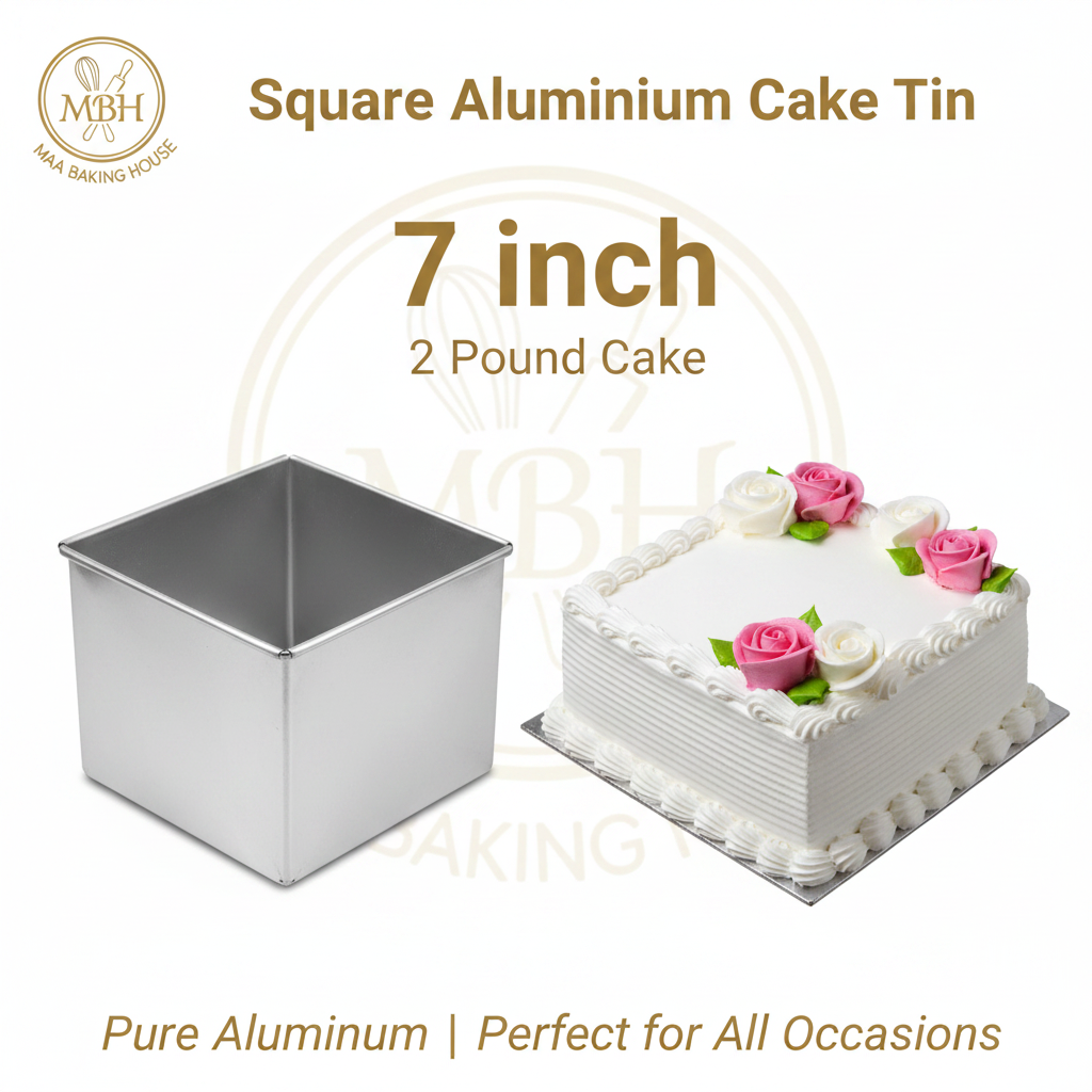 Square Aluminium Cake Tin – 7 inch (2 Pound)