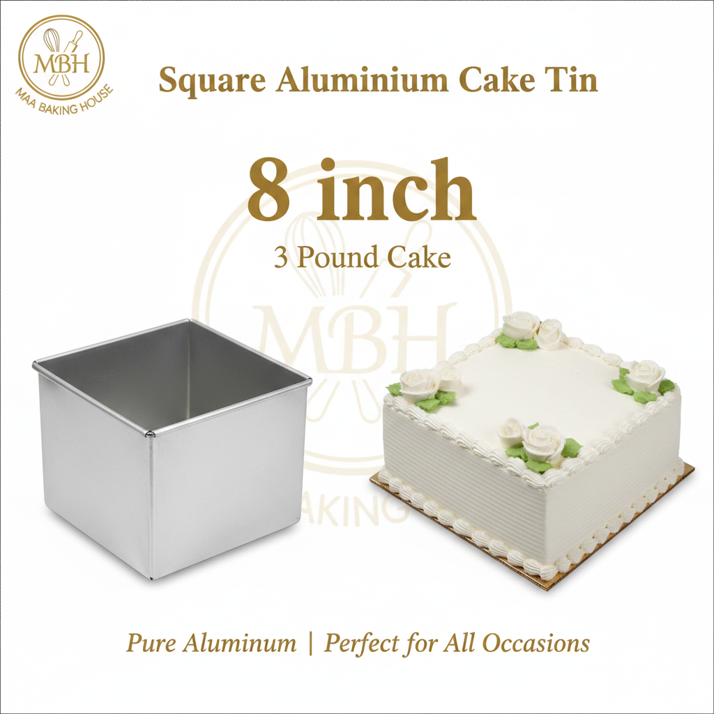 Square Aluminium Cake Tin – 8 inch (3 Pound)
