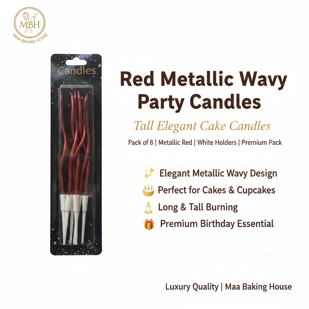 Red Metallic Wavy Party Candles