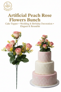 Artificial Peach Rose Flowers Bunch – Cake Topper & Wedding Decoration