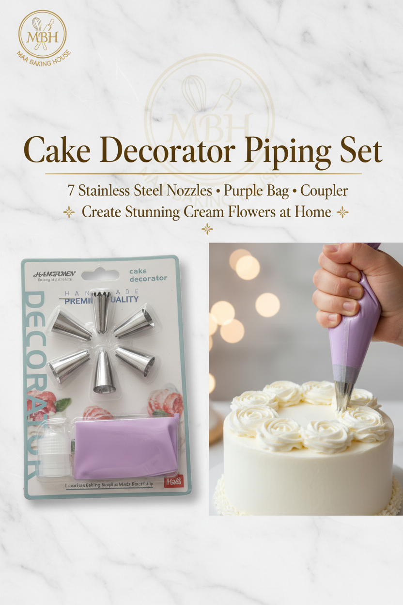 Cake Decorator Piping Set – 7 Stainless Steel Nozzles