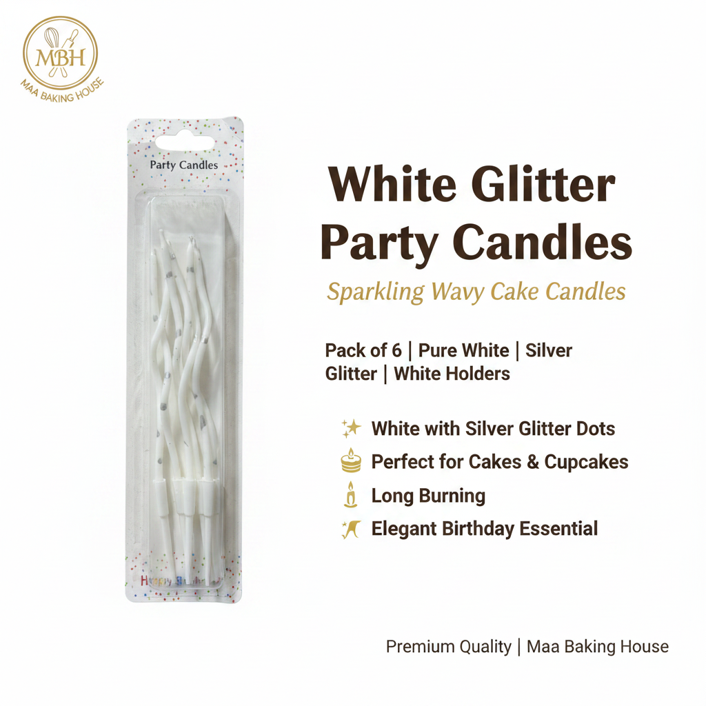 White Glitter Party Candles
