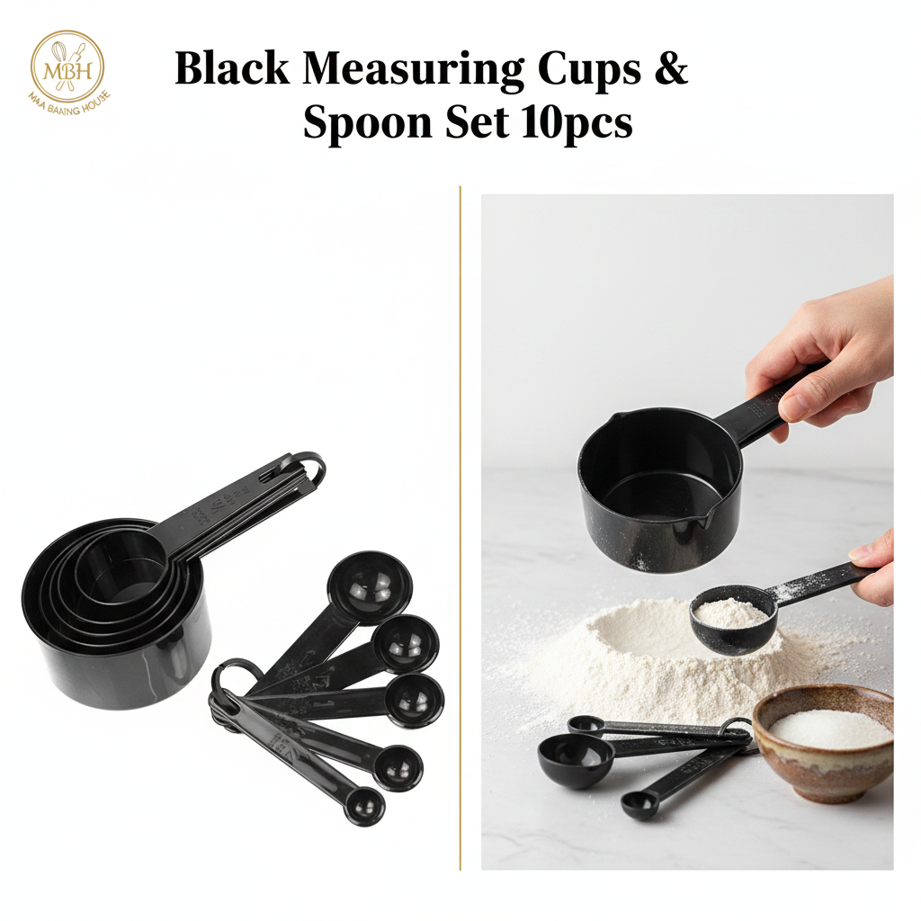 Black Measuring Cups & Spoon Set 10pcs