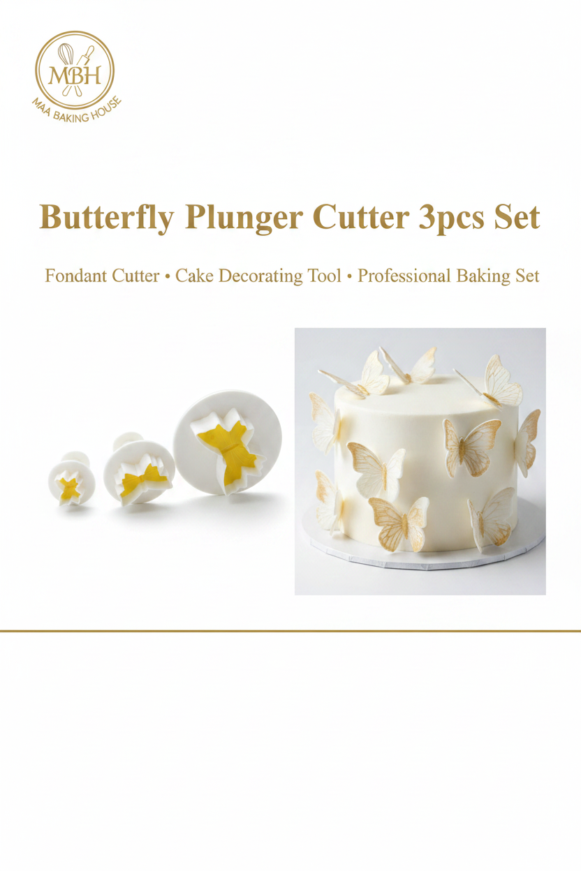 Butterfly Plunger Cutter 3pcs Set – Fondant Cake Decorating Tool