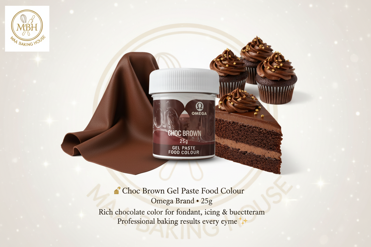 Omega Choc Brown Gel Paste Food Colour – 25g
