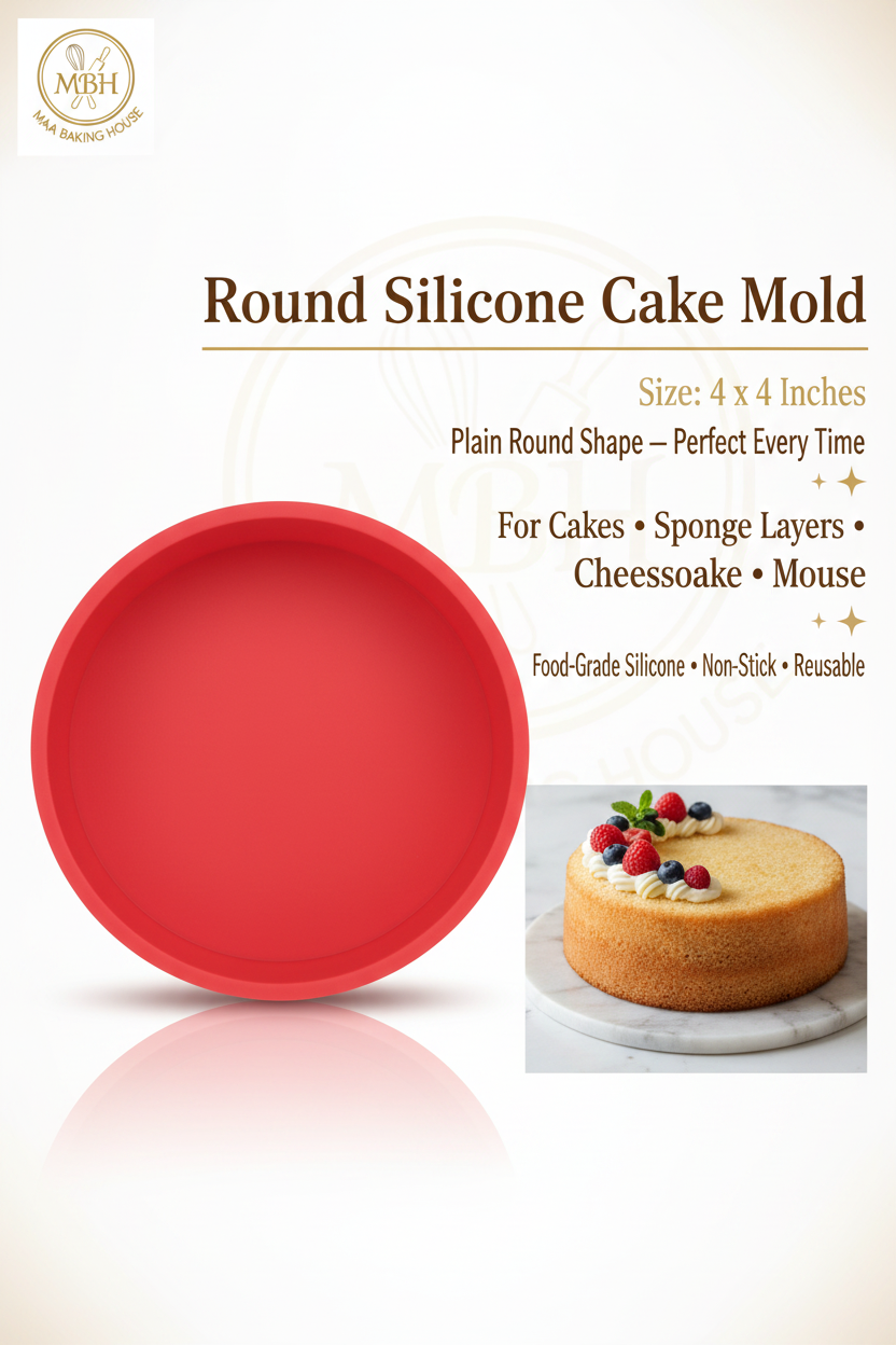 Round Silicone Cake Mold – 4x4 Inch Plain