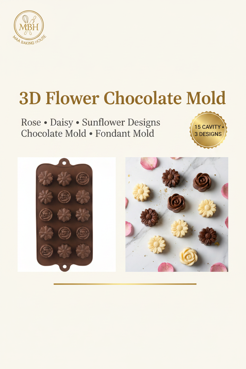 3D Flower Chocolate Mold - 15 Cavity