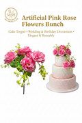 Artificial Pink Rose Flowers Bunch – Cake Topper & Wedding Decoration