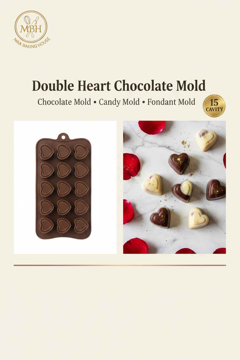 Double Heart Chocolate Mold - 15 Cavity
