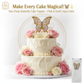 Nice Party Butterfly Cake Topper — Pink & Gold (6pcs)