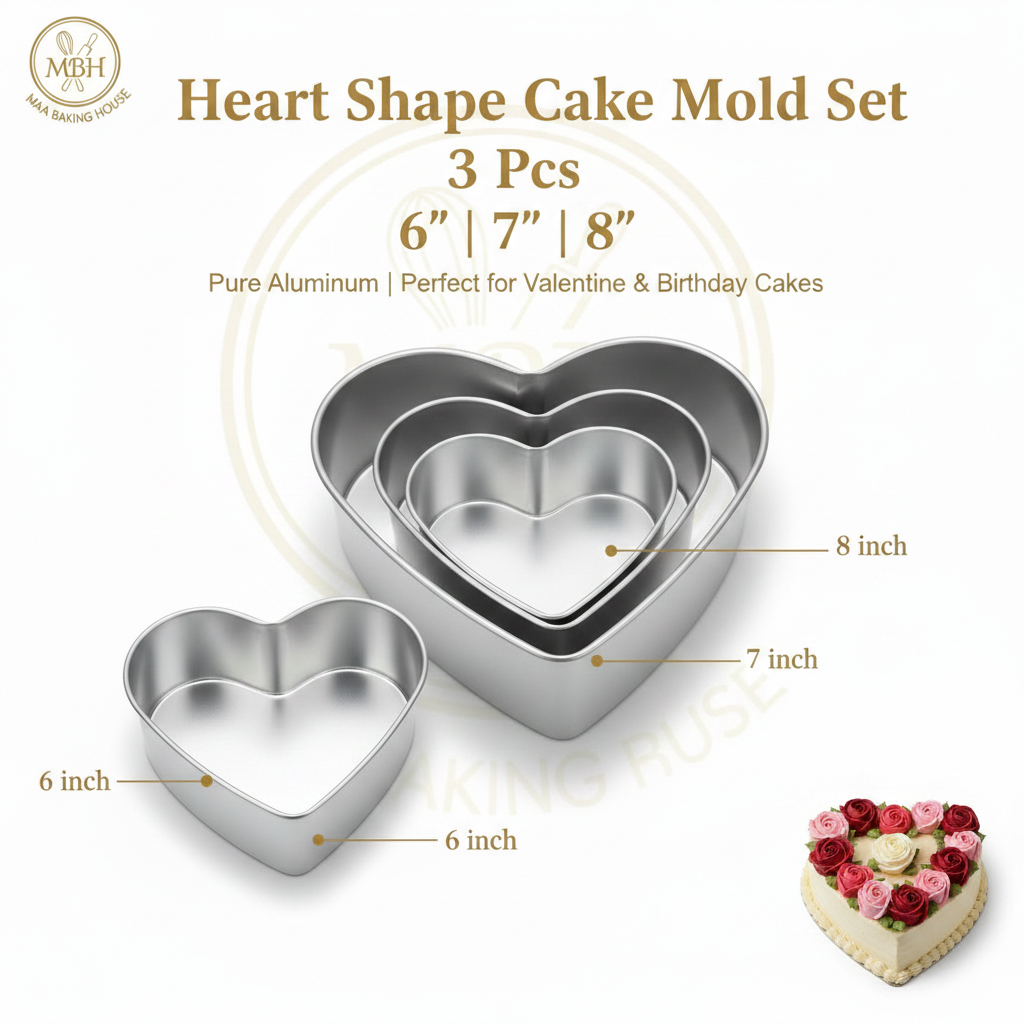 Heart Shape Cake Mold Set - 3 Pcs (6", 7", 8")