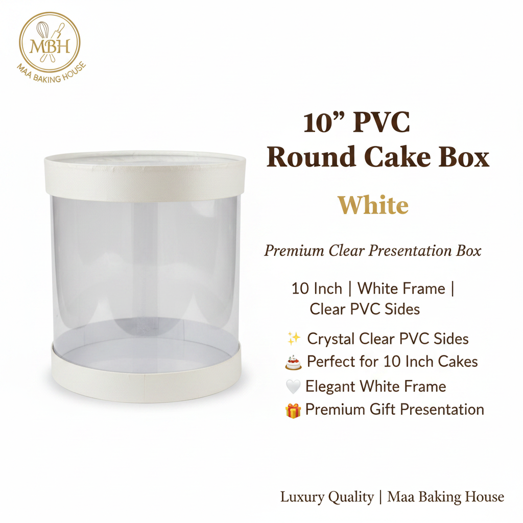 PVC Round Cake Box - White 10 Inch