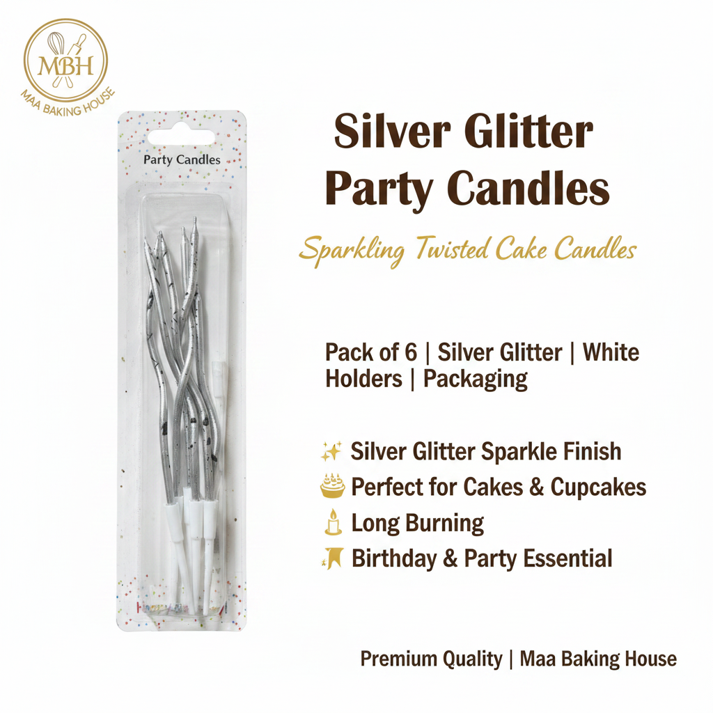 Silver Glitter Party Candles