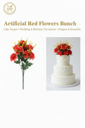 Artificial Red Flowers Bunch with Yellow Buds – Cake Topper & Wedding Decoration