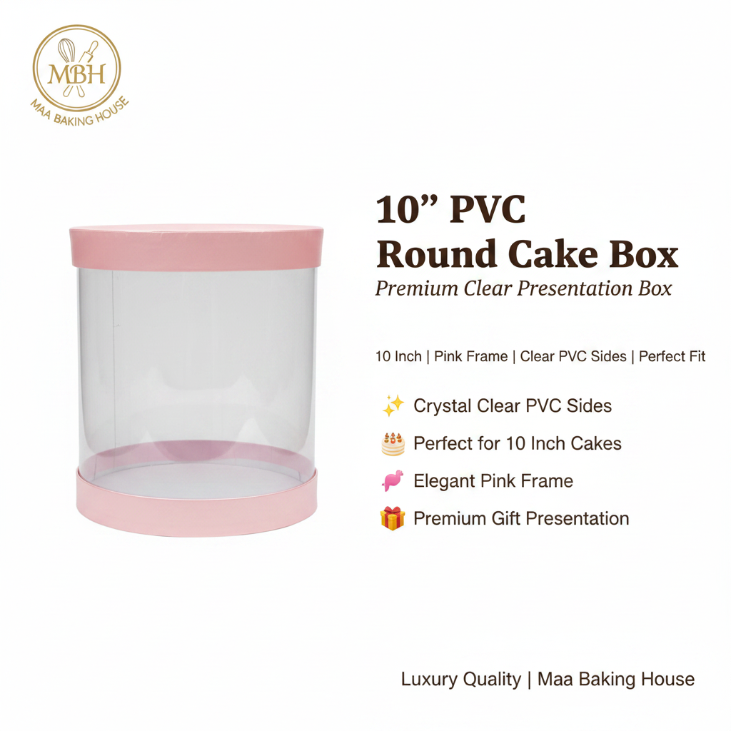 PVC Round Cake Box - Pink 10 Inch