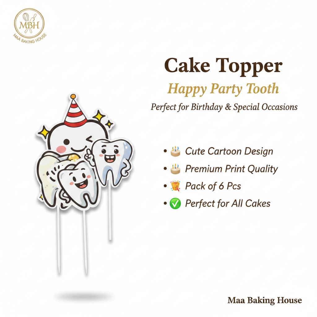 Cake Topper - Happy Party Tooth Set