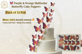 Purple & Orange Multicolor Butterfly Cake Toppers – Pack of 13 Pcs